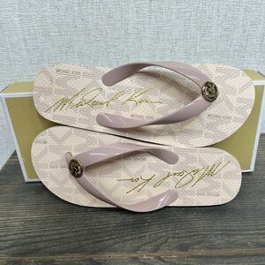 Michael Kors Pink Jelly Logo Flip Sandals